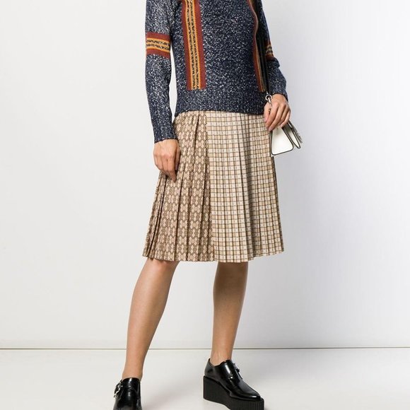 $1520 Authentic Burberry Pleated Midi Skirt in Brown Natural US 4 - Picture 3 of 6